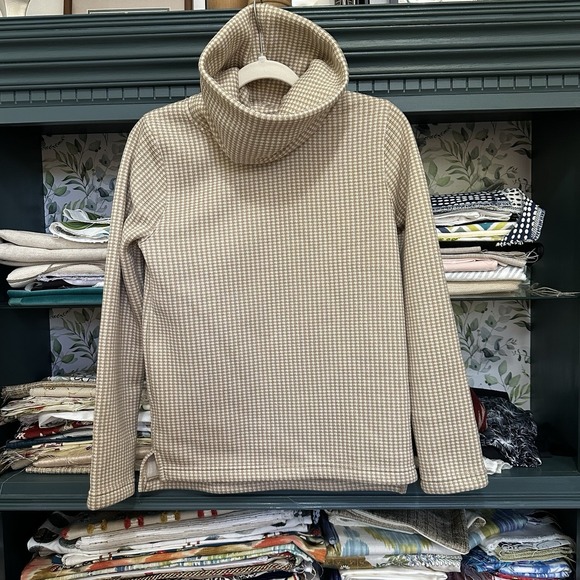 J. Crew Women's Size XS Funnel Neck Fleece Lined Sweater Taupe Cream - Picture 1 of 6